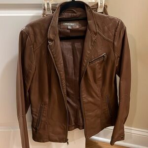 Brown leather jacket